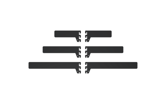 Black metal brackets on a white background