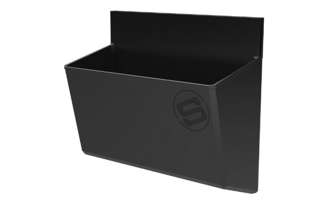 Black rectangular container with a Steadyrack logo on a white background