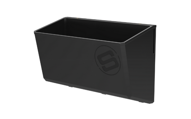 Black rectangular container with a Steadyrack logo on a white background