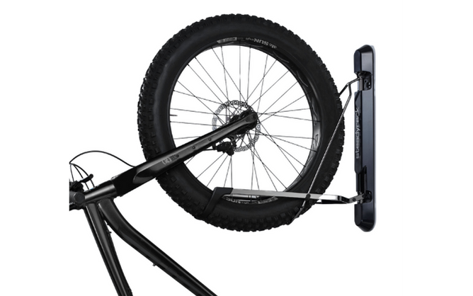 Fat tyre bike mounted in a bike rack