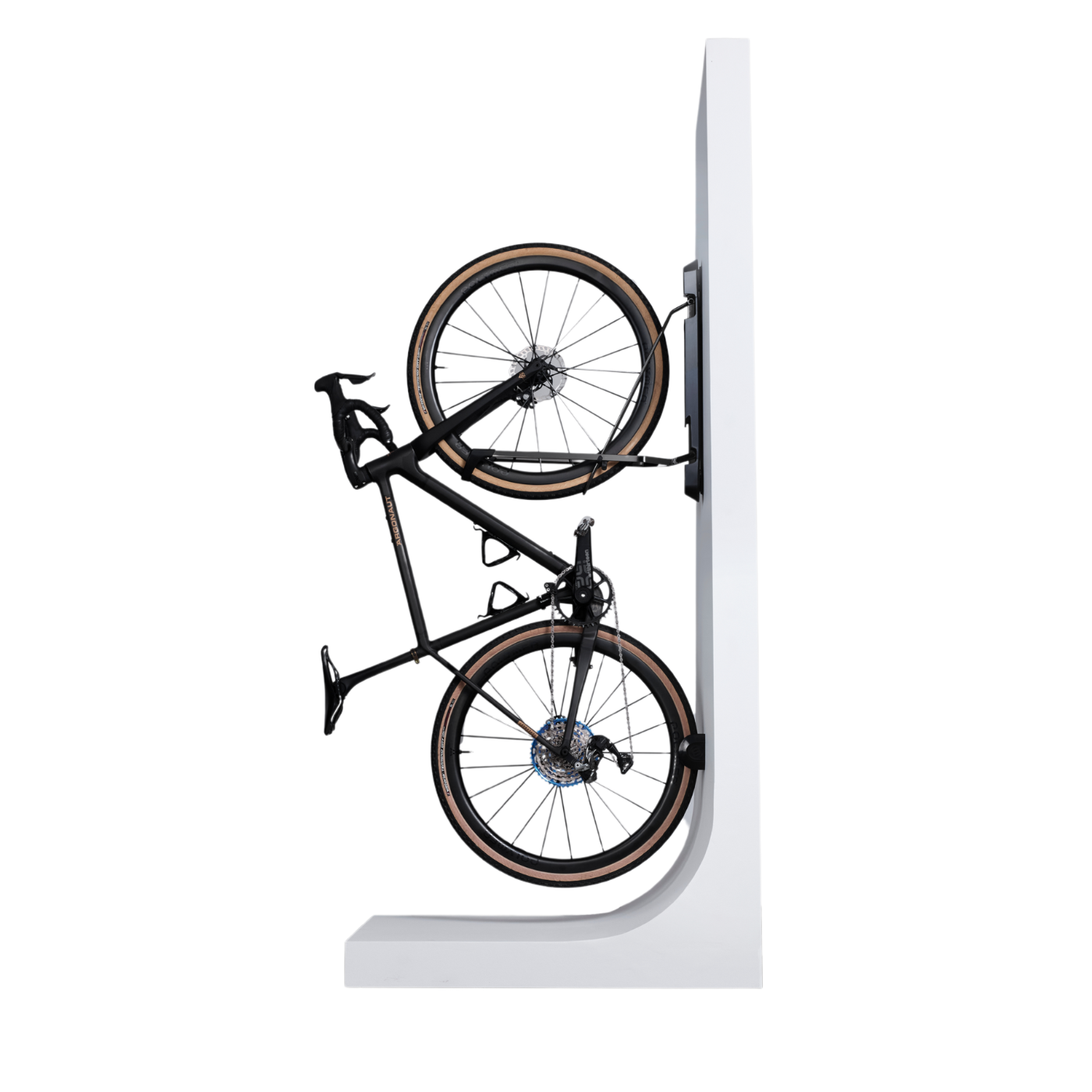 A ProFlex Bike Rack designed to hold a bike securely against a wall.